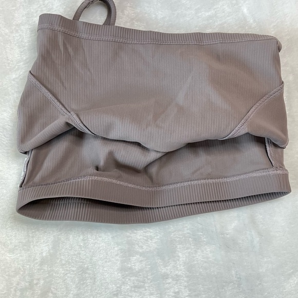 Purple Ribbed Cropped Workout Tank Built-In Shelf Bra Medium - Picture 2 of 5